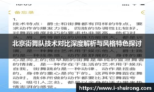 北京街舞队技术对比深度解析与风格特色探讨